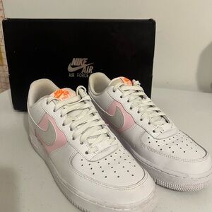 Nike Air Force 1 White with Pink and Orange Accents